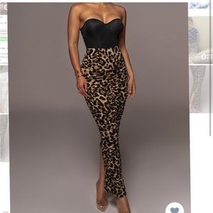 JLUXLABEL Leopard Halow Ruched Skirt